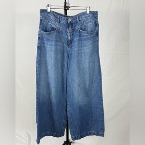 Banana Republic High-Rise Wide-Leg Jeans in Medium Wash.